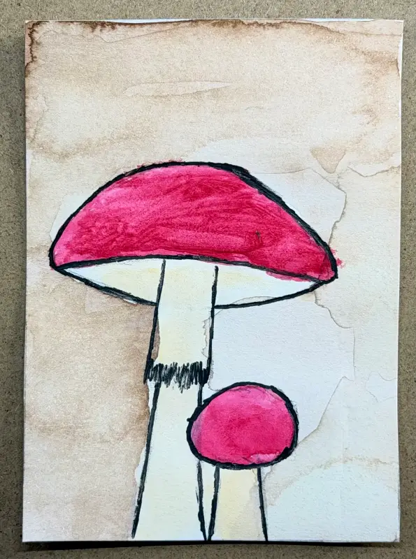 Mushrooms 6/8 aceo art card