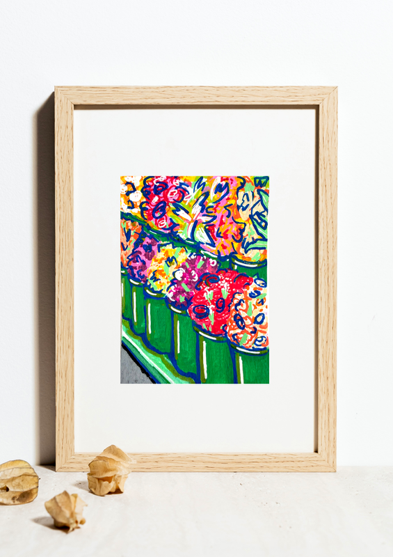 NY Flower Stall aceo art card