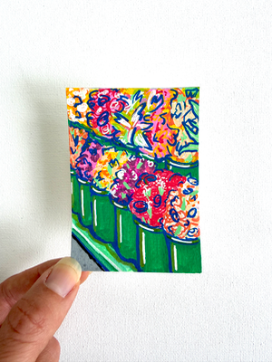 NY Flower Stall aceo art card thumbnail 2