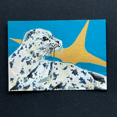 harbor seal aceo art card thumbnail 2