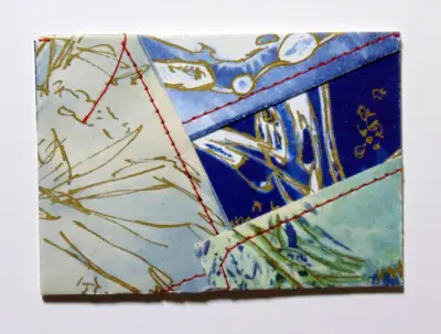 Cyanotype Mixed Media Sewn Collage Bundle Original Art ACEO aceo art card thumbnail 1