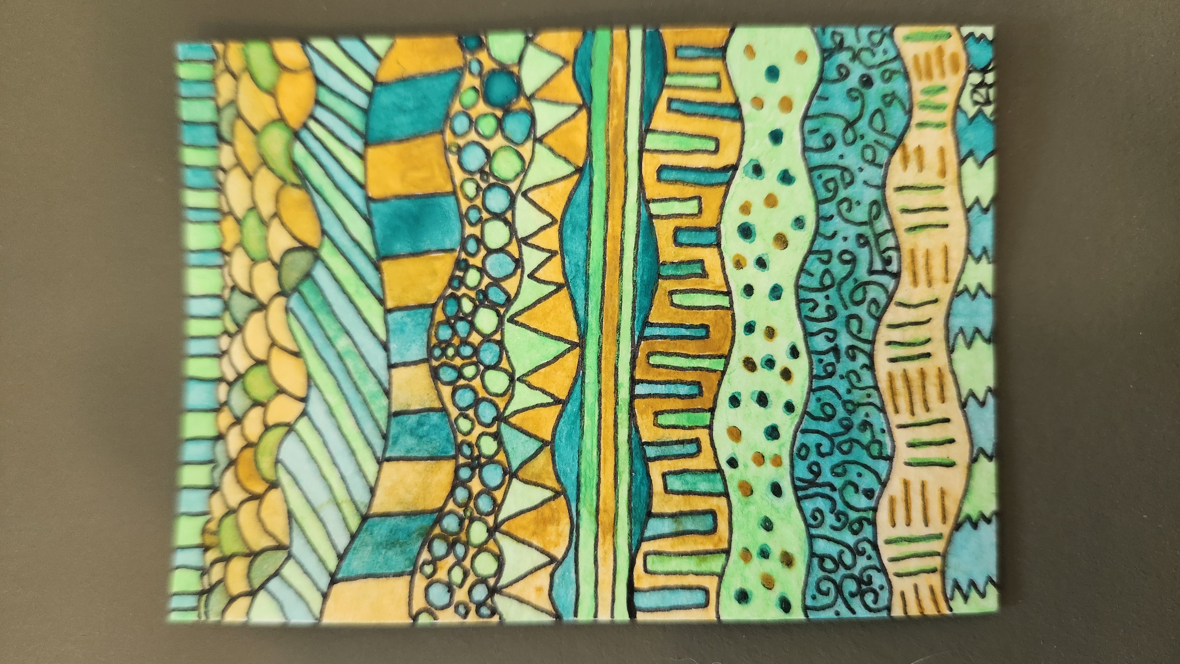 Yellow and Green aceo art card thumbnail 2