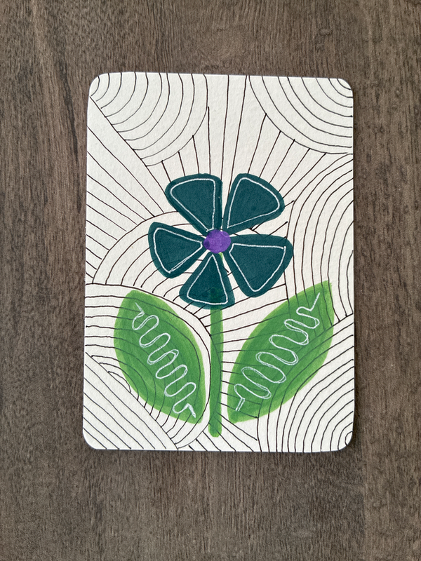 Blue Flower aceo art card