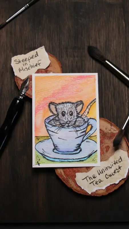 Steeped In Mischief aceo art card