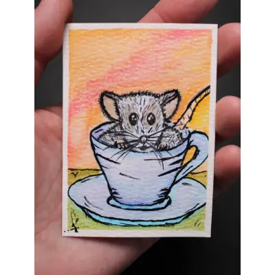 Steeped In Mischief aceo art card thumbnail 2