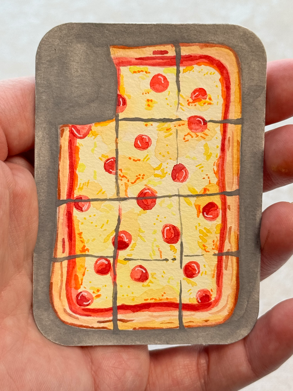 Sliced pan sheet pizza aceo art card