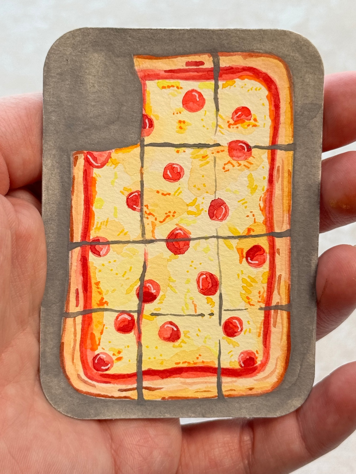 Sliced pan sheet pizza aceo art card