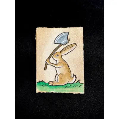 Medieval Rabbit wit Ax aceo art card thumbnail 1