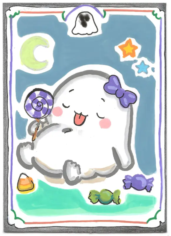 Ghost Candy Belly | Halloween Belly Collection | Art with Sara Rose aceo art card