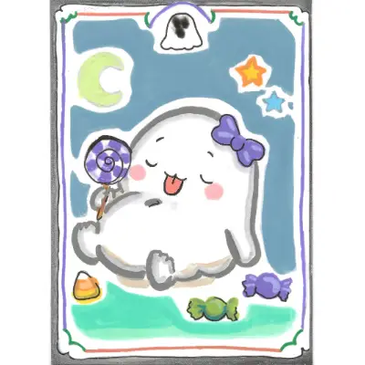 Ghost Candy Belly | Halloween Belly Collection | Art with Sara Rose aceo art card thumbnail 1
