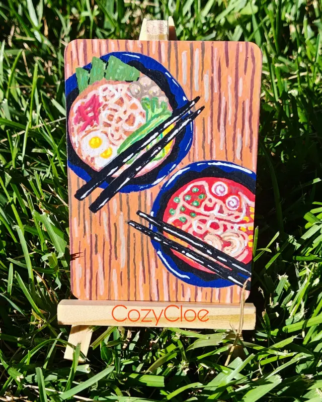 Ramen Shop Original ACEO Painting – Cozy Food Art – Miniature Ramen Illustration aceo art card