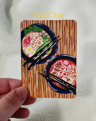 Ramen Shop Original ACEO Painting – Cozy Food Art – Miniature Ramen Illustration aceo art card thumbnail 2