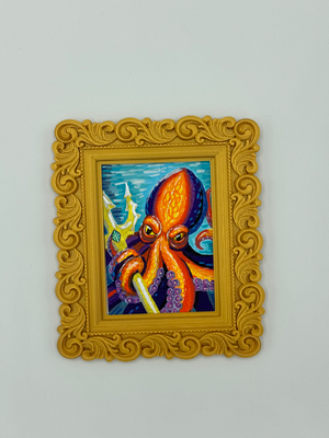 Angry king octopus aceo art card thumbnail 3