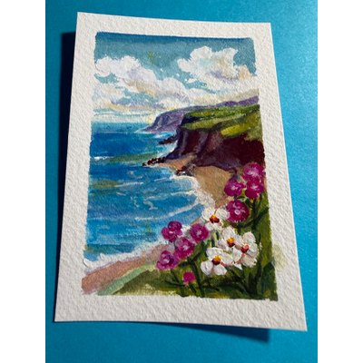 Coastal Wildflowers Cliff aceo art card thumbnail 3