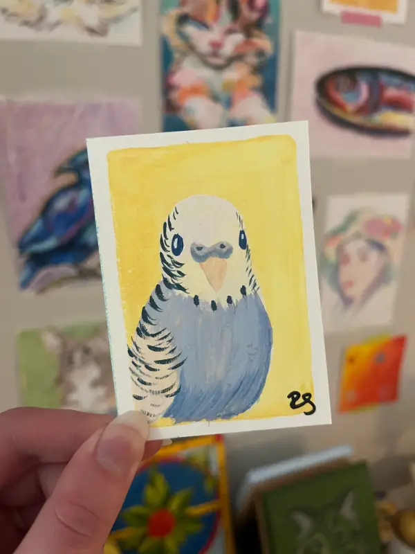 Pastel Parakeet aceo art card