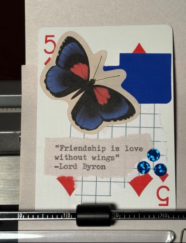 Butterfly Quote Card #97 by Mazerzine Lord Byron blue aceo art card