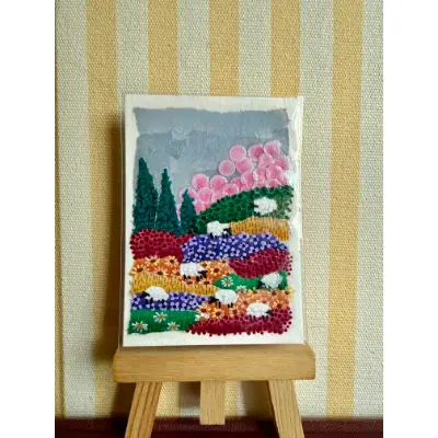 Floral Pasture aceo art card thumbnail 2