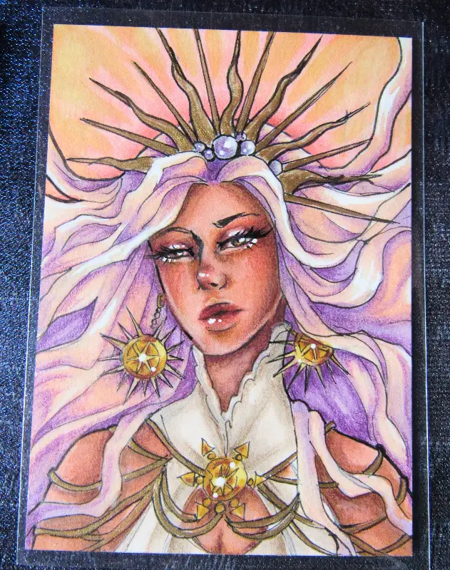 Heliora, Bringer of Radiance - The Celestial Sisters Series aceo art card