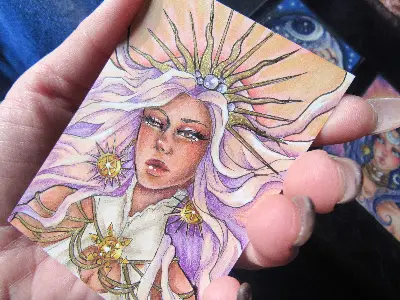 Heliora, Bringer of Radiance - The Celestial Sisters Series aceo art card thumbnail 3