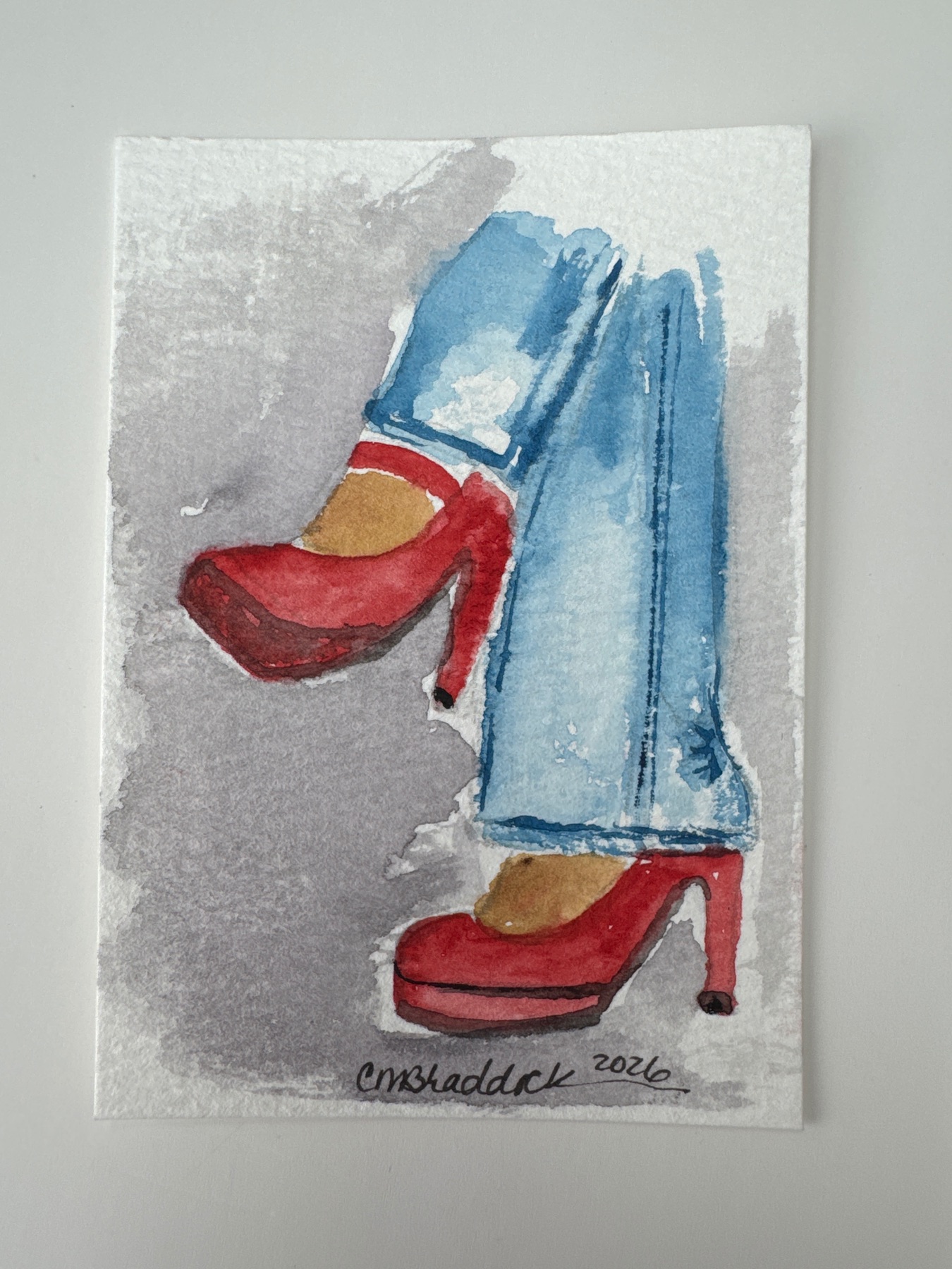 Red Shoes aceo art card