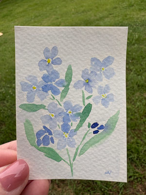 Forget-Me-Not Blue Flower in Watercolor aceo art card thumbnail 2