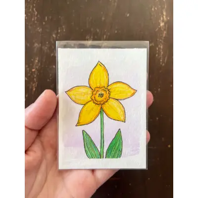 Daffodil aceo art card thumbnail 1