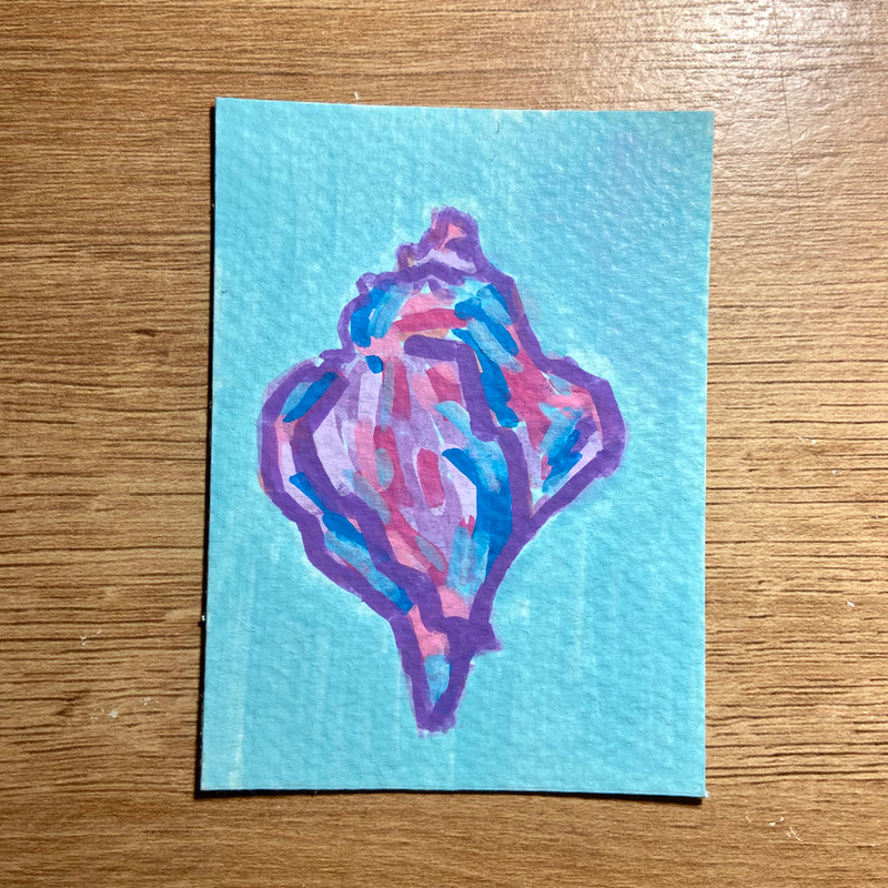 Colorful shell aceo art card