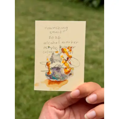Munching Snail aceo art card thumbnail 2