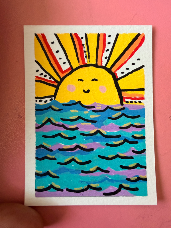 Happy Sun original ACEO aceo art card