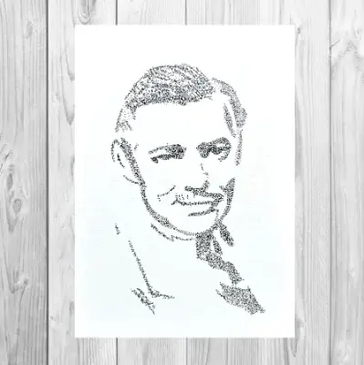 "Clark Gable" Original Hand-Stippling Ink ACEO famous actor movies OOAK Fine Art by Edie SRA aceo art card thumbnail 1