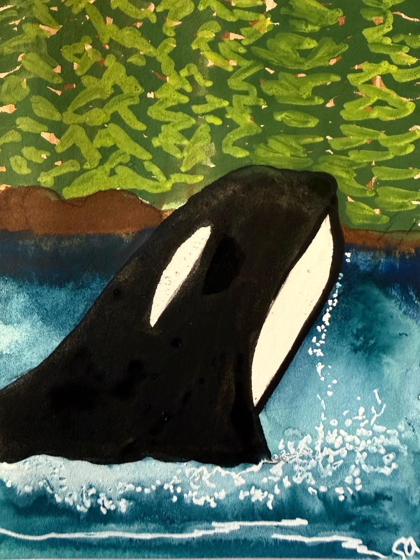 Orca Rising aceo art card