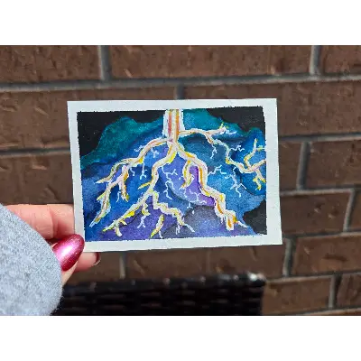 Electric Blue aceo art card thumbnail 1