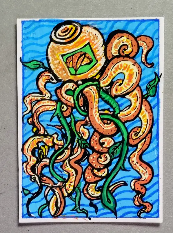 Orange marmalade fish aceo art card