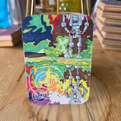 Reflections of a robot aceo art card thumbnail 1