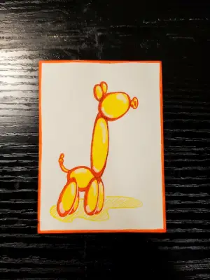 Balloon Giraffe aceo art card thumbnail 1
