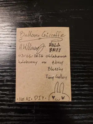 Balloon Giraffe aceo art card thumbnail 2