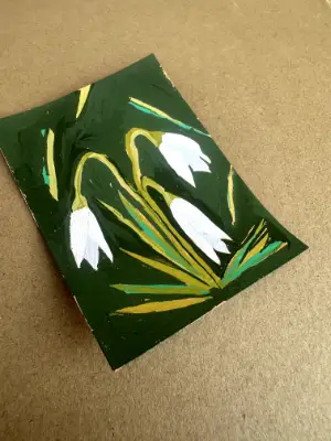 Snowdrops aceo art card thumbnail 2