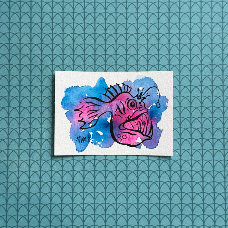 Angler Fish aceo art card