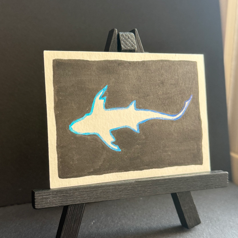 neon shark aceo art card
