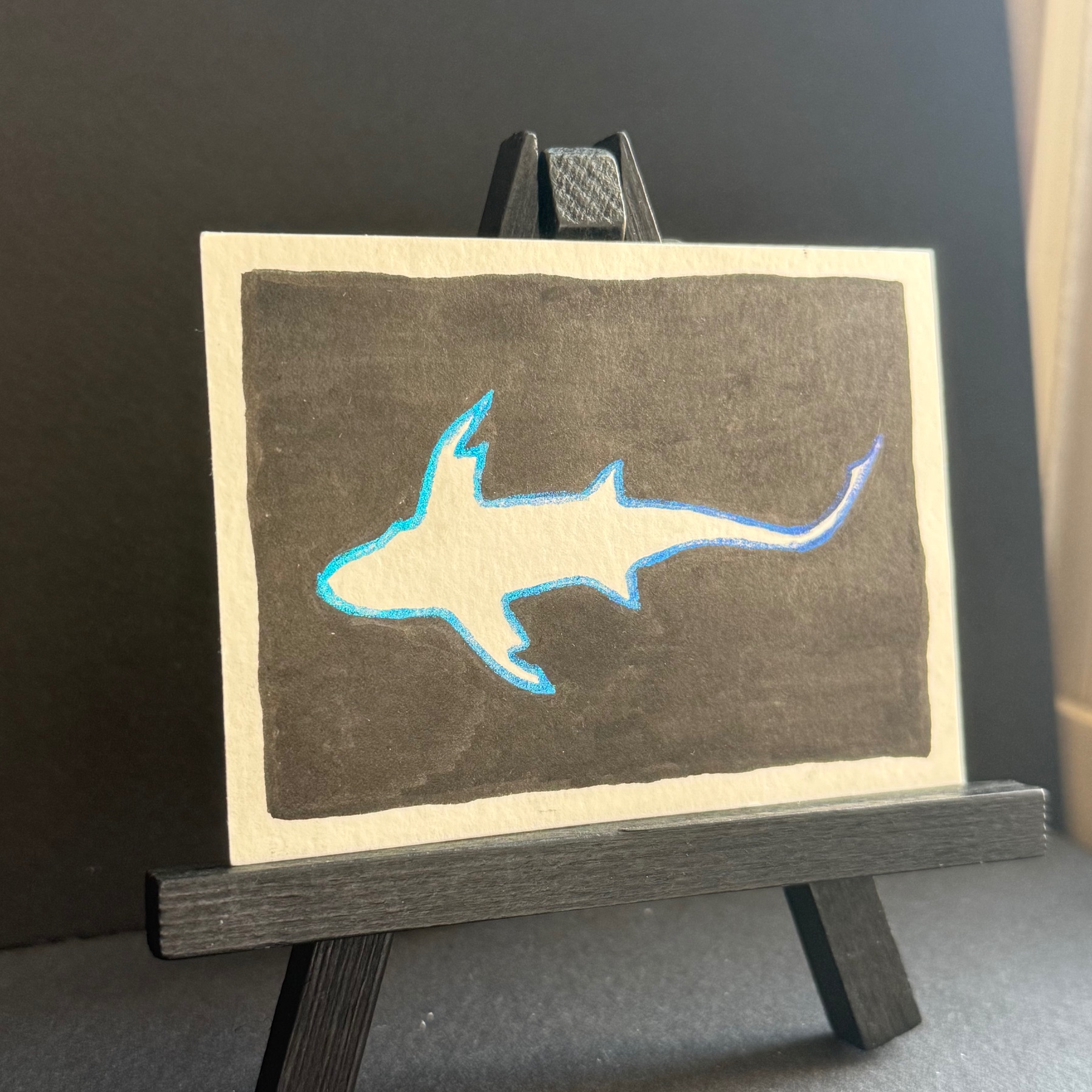 neon shark aceo art card