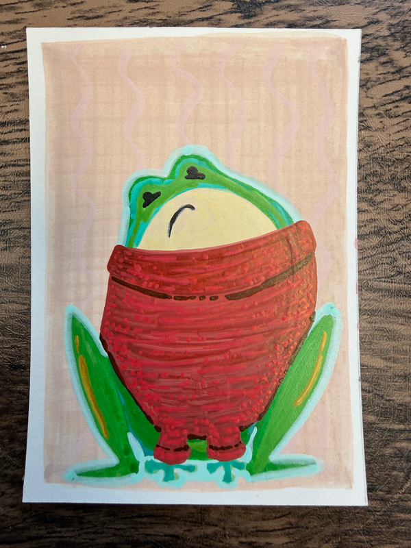 Sweater Frog aceo art card