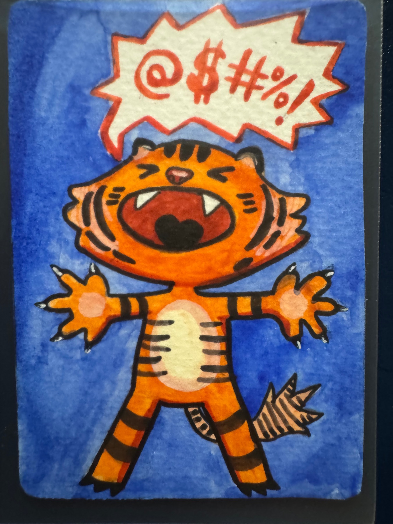 Cursing Tiger aceo art card