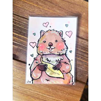Quokka About You - Original ACEO aceo art card thumbnail 1