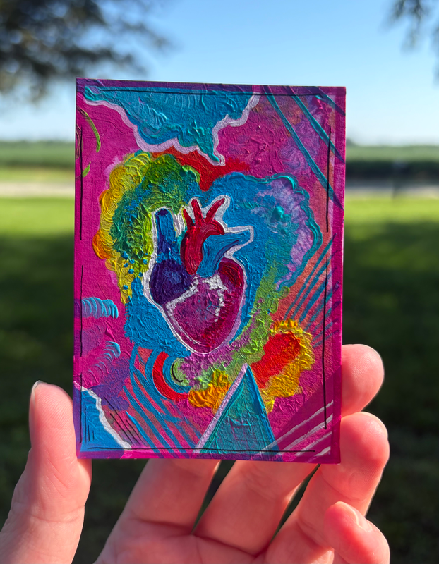 Pop Heart aceo art card