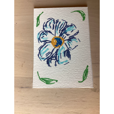 Baby dragon sleeping in a wildflower aceo art card thumbnail 1