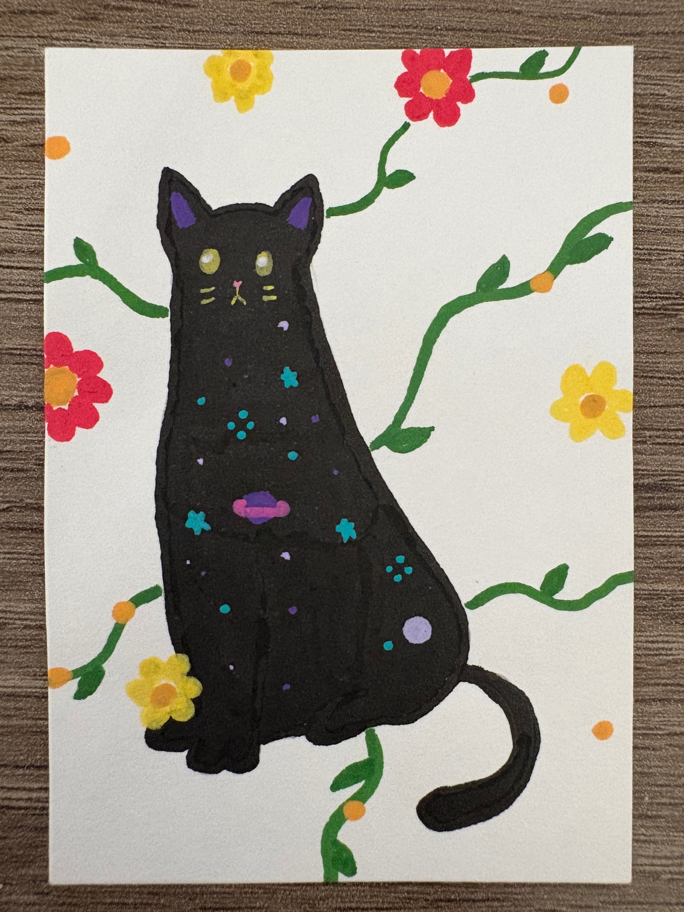 Space in cat aceo art card