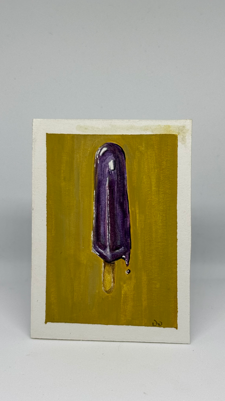 Grape popsicle aceo art card