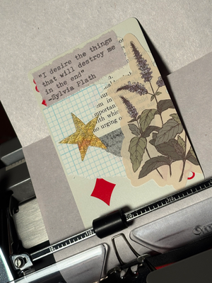 Quote Card #212 by Mazerzine purple flower Sylvia Plath aceo art card thumbnail 2