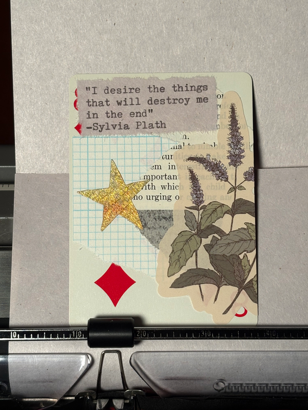 Quote Card #212 by Mazerzine purple flower Sylvia Plath aceo art card