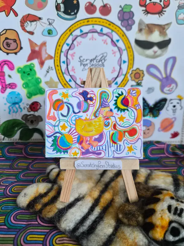 "Duck Dilemma" Animal, Duck aceo art card